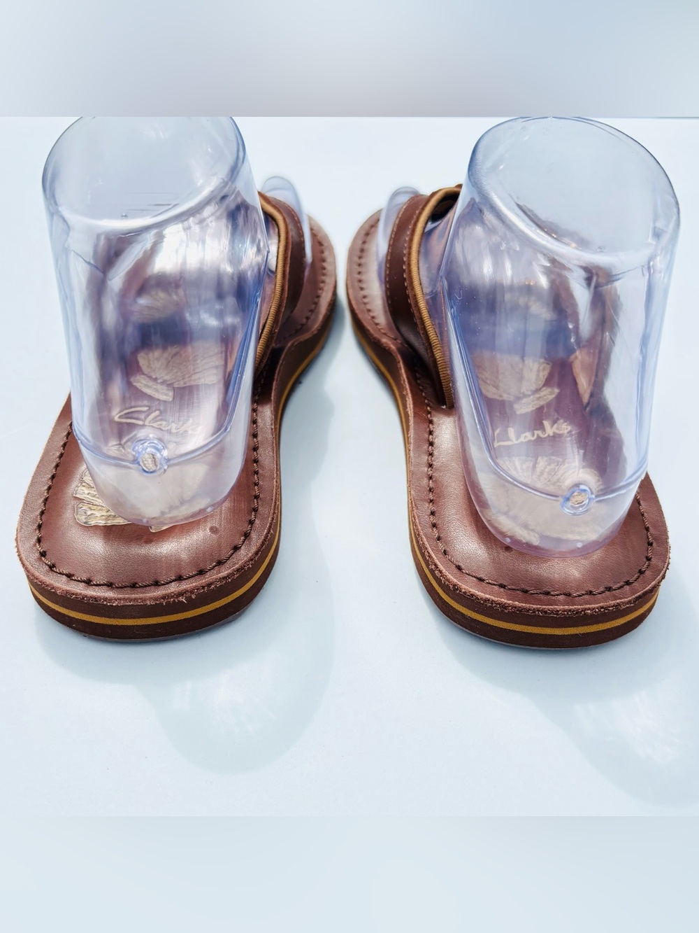 Clarks Womens Leather Flip Flop Sandals 7 Brown Beach Coastal Comfort Boho Earth - Picture 3 of 11